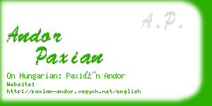 andor paxian business card